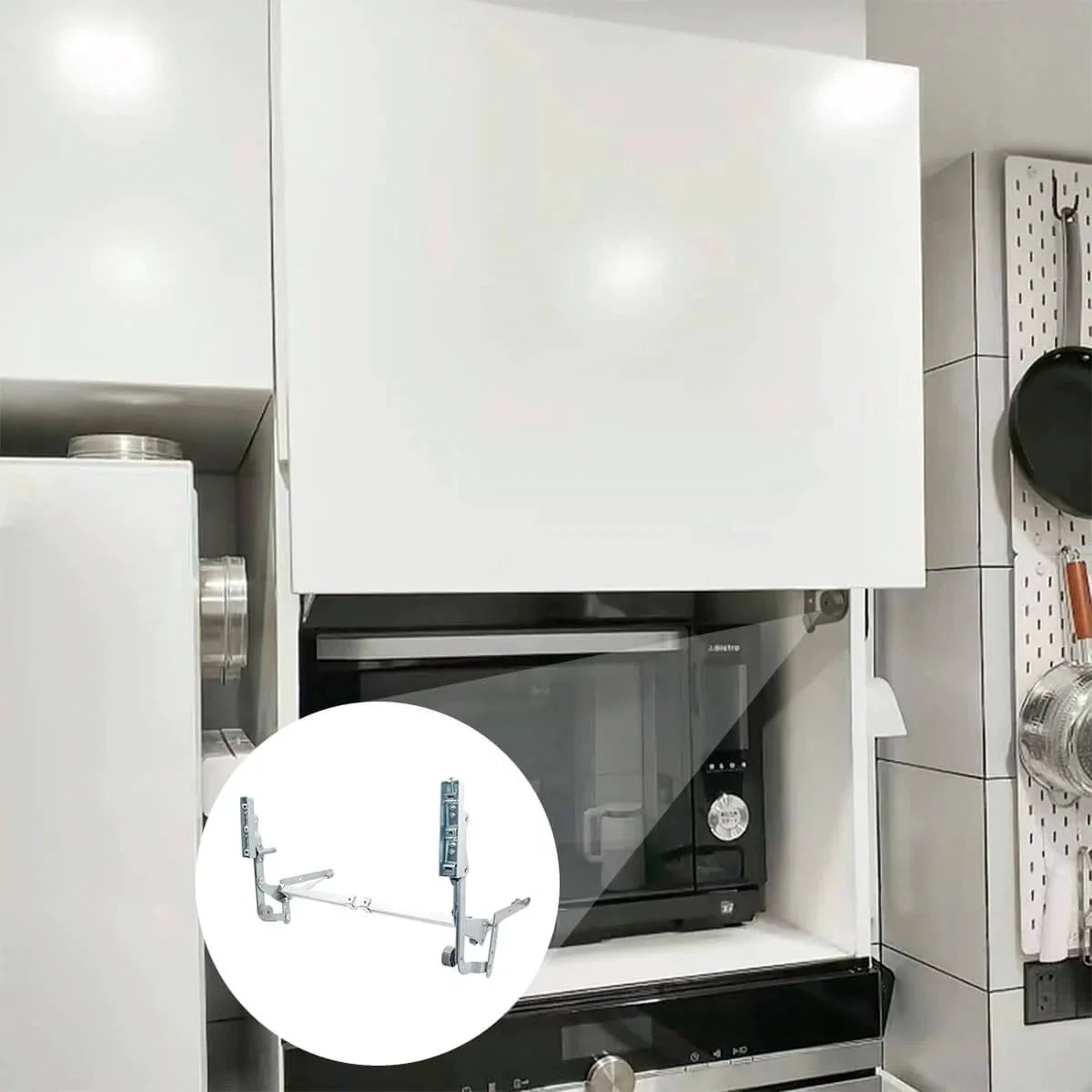 Cabinet with Door Hinges Set,Vertical Swing Lift Up Stay Pneumatic Arm Kitchen Mechanism, suitable for width 35.43”-47.24”.