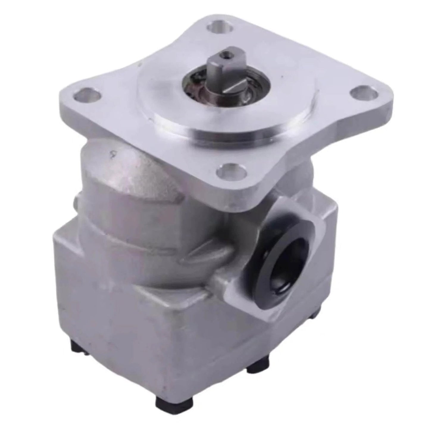 VIIKEND Hydraulic Gear Pump 67810-75100 6781075100 for Kubota Tractor B8200E B8200D, front view of silver pump casing
