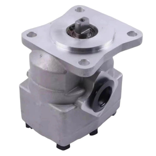 VIIKEND Hydraulic Gear Pump 67810-75100 6781075100 for Kubota Tractor B8200E B8200D, front view of silver pump casing