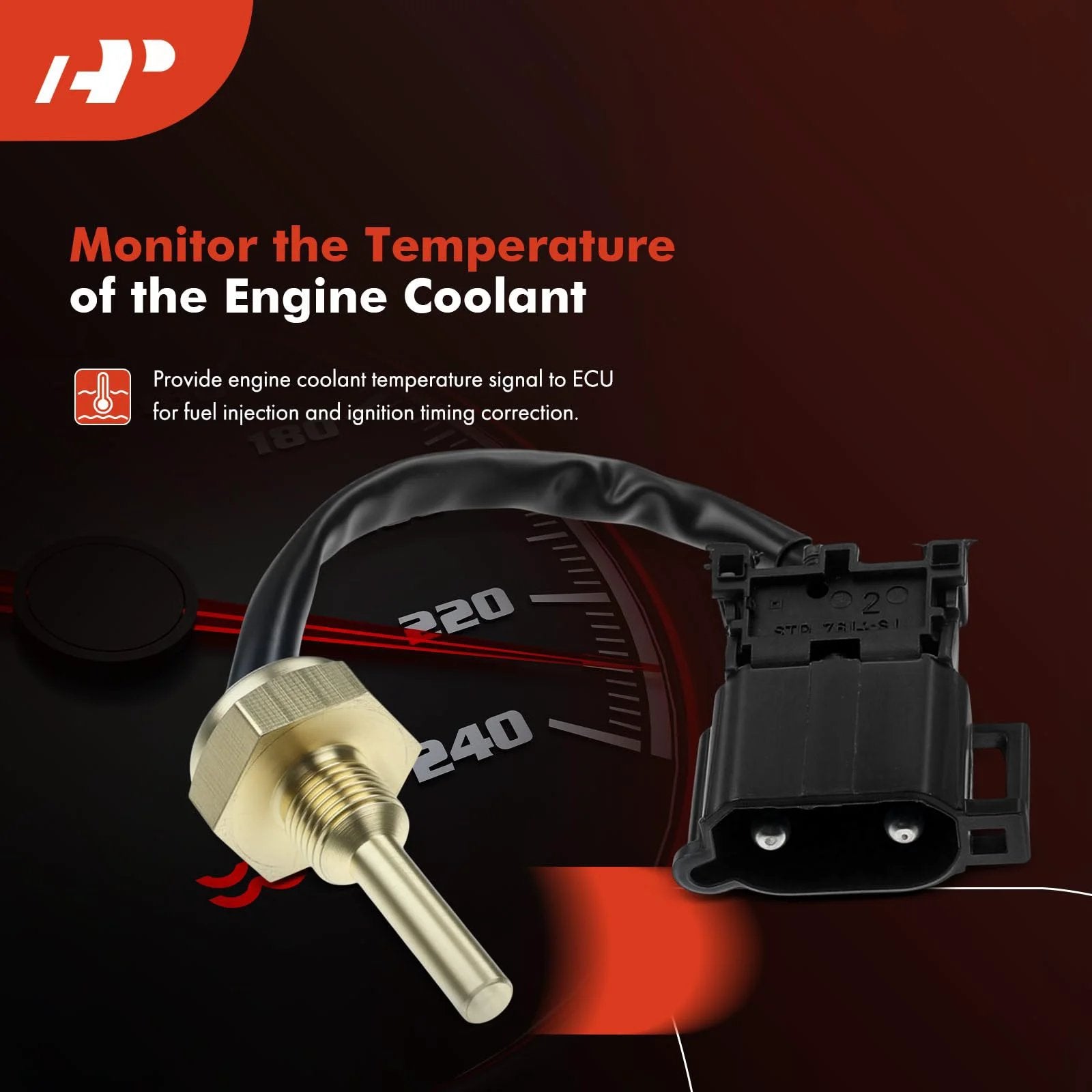Premium Quality Coolant Temperature Sensor For Volvo Vehicles Including 850 960 1992 1997 C70 S70 S90 V70 V90 1997 1998 showing the sensor and connector.