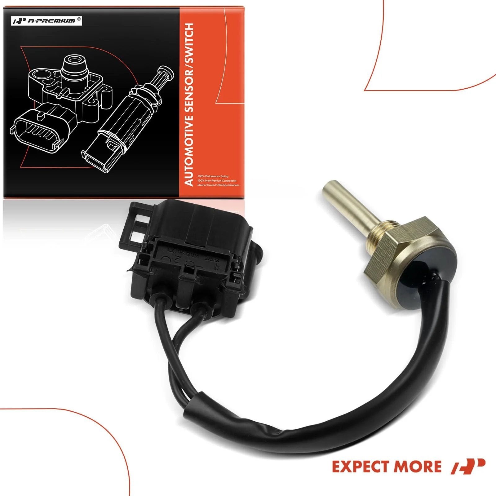 Premium Quality Coolant Temperature Sensor For Volvo Vehicles Including 850 960 1992 1997 C70 S70 S90 V70 V90 1997 1998, side view with connector.