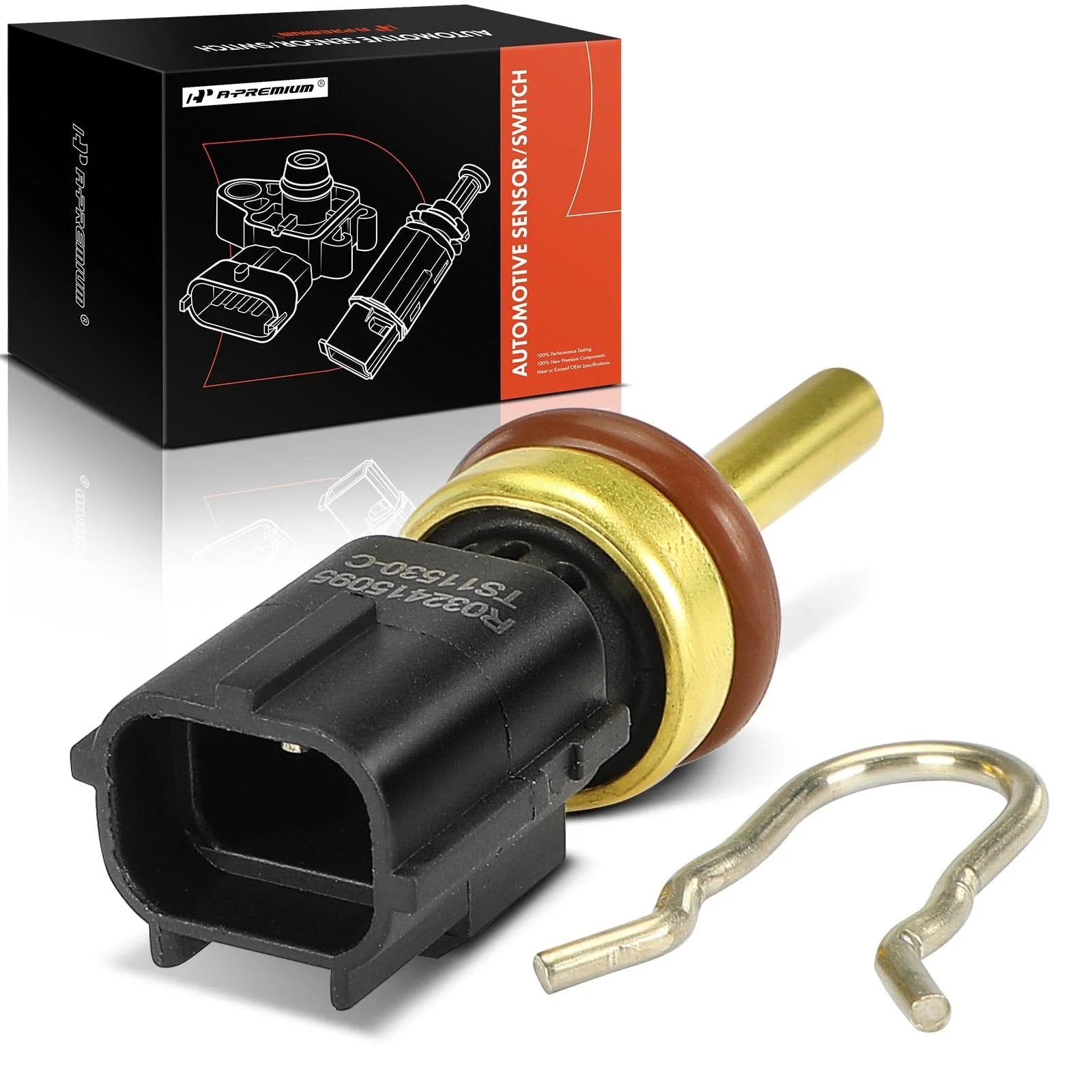Engine Coolant Temperature Sensor Drop In Replacement For Volvo Cars Including XC60 XC90 S60 XC70 S80 C70 V60 C30 S40 V50 V70 2004 2016 Range showing connector and mounting clip.