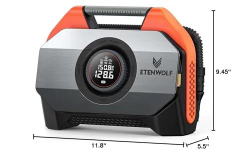 Vortex S6 Cordless Tire Inflator For Heavy Duty Vehicles And Cars With 19200 mAh Battery, vivid orange design, front view.