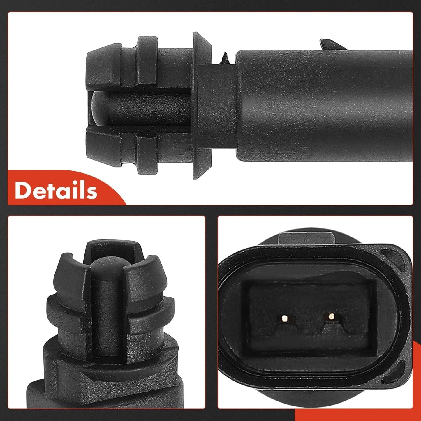 Close-up view of the 2-pin connector for the air temperature sensor for Volkswagen and Audi, showcasing the pin layout.