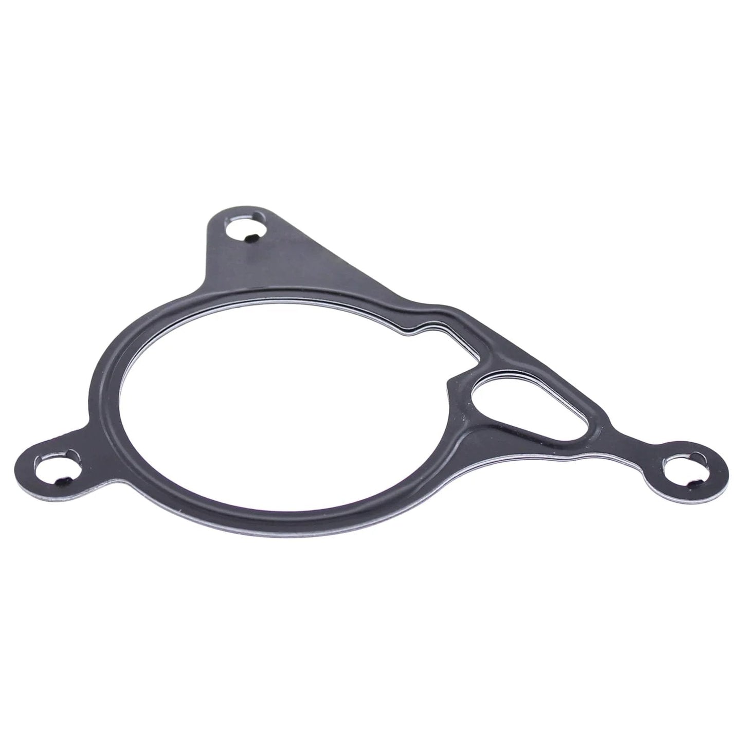 Close-up of a black gasket from the Vacuum Pump Rebuild Kit For VW And Audi 2.0T 1.8T TFSI Engines Including B8 A4 Q5 A5 A6 A3 GTI Beetle Jetta Passat Golf 2009 2019.