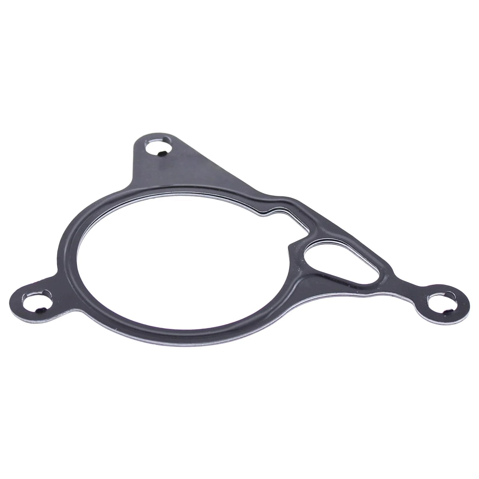Close-up of a black gasket from the Vacuum Pump Rebuild Kit For VW And Audi 2.0T 1.8T TFSI Engines Including B8 A4 Q5 A5 A6 A3 GTI Beetle Jetta Passat Golf 2009 2019.