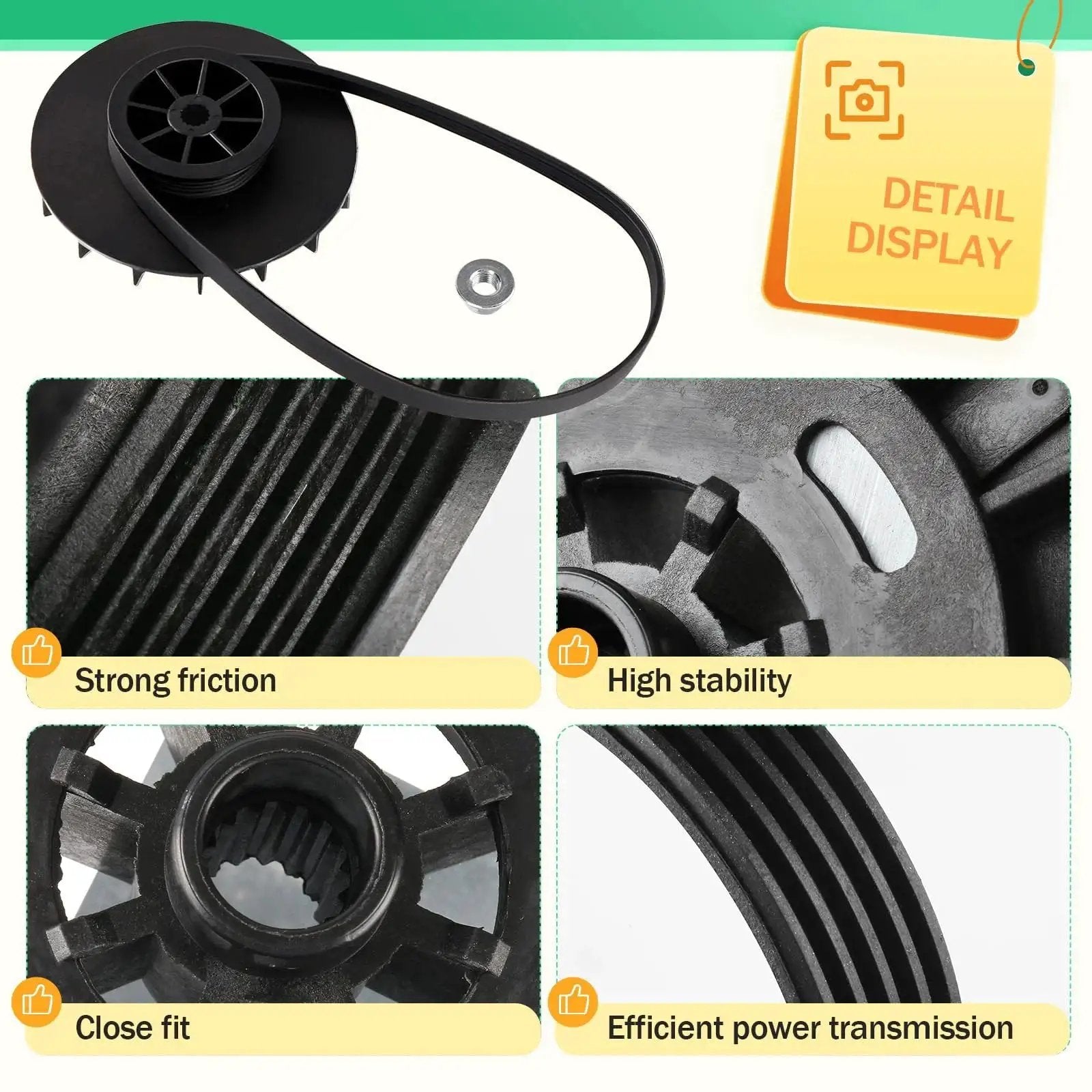 Washer One Half Horsepower Motor Pulley And Belt Nut Set For GE Washers Replacement Part Kit close-up detail display