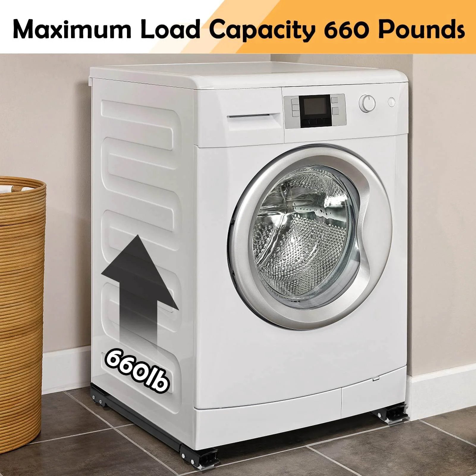 Washing machine with 660 lb capacity on Extendable Furniture Appliances Rollers, Mover Tools with 24 Roller & Brake Equipment for Heavy
