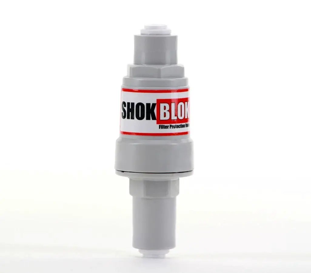 40 PSI Water Filter Pressure Regulator Protection Valve for RO and Filtration Systems with one quarter inch QC ports, front view