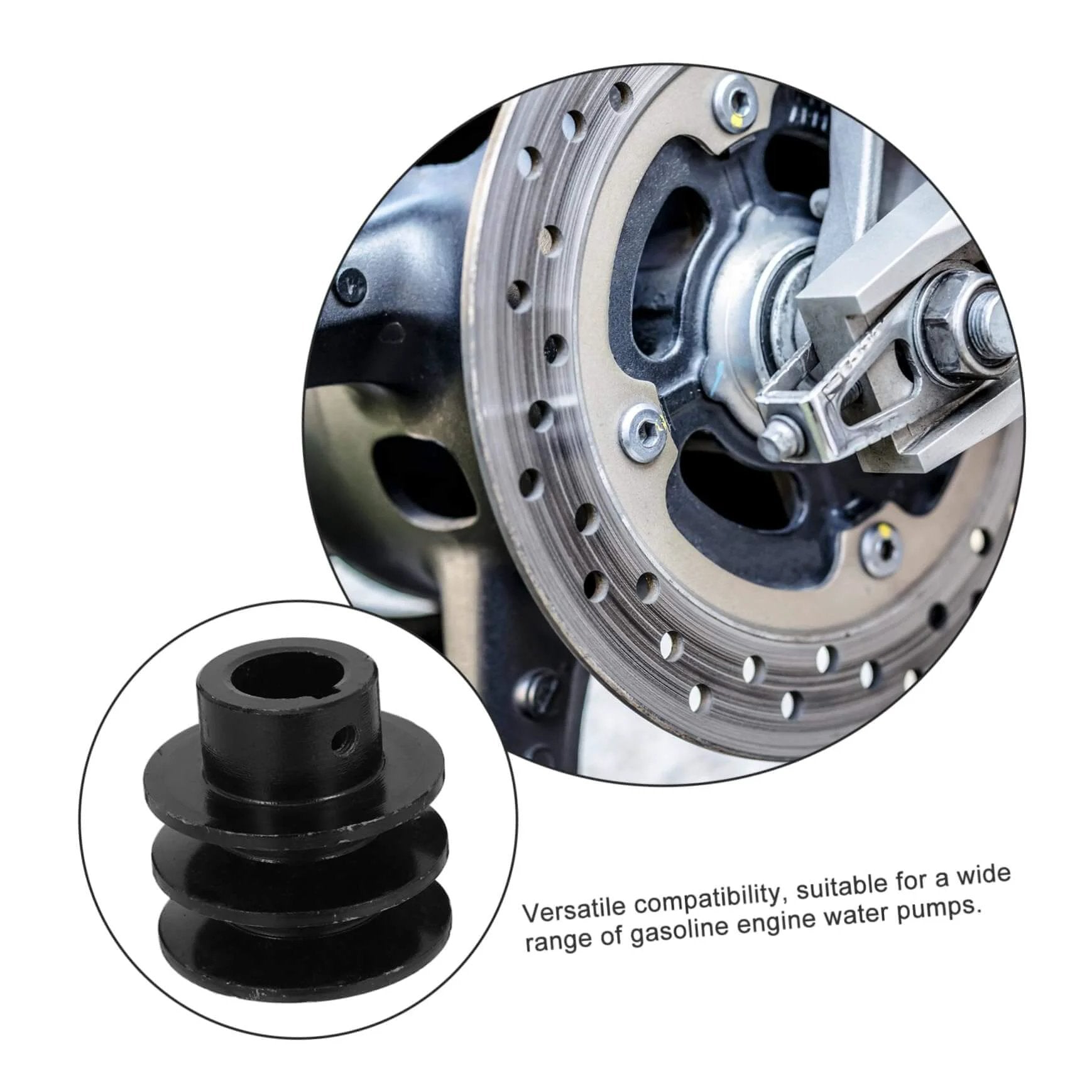 Double Groove Pulley V-belt Pulley for Gas Engine Water Pump Easy Install, metal construction with dual grooves.