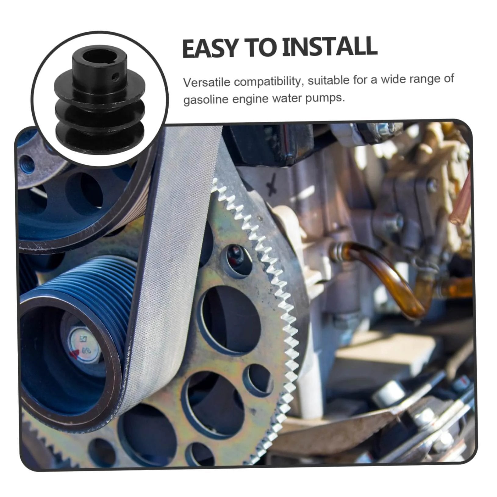 Double Groove Pulley V-belt Pulley for Gas Engine Water Pump Easy Install on engine with visible belt and gears