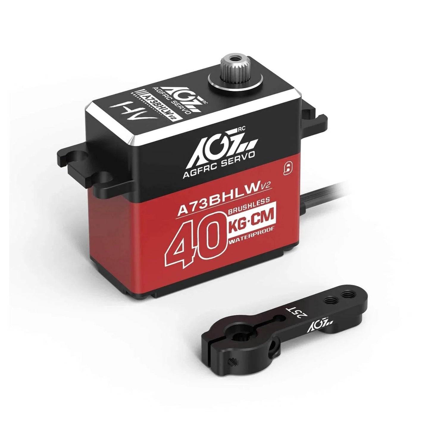 40KG Waterproof RC-Steering-Servo High-Torque - Full Metal Gear Brushless Digital Servo for 1/10 RC Car, Control Angle 180° (A73BHLW V2) front view