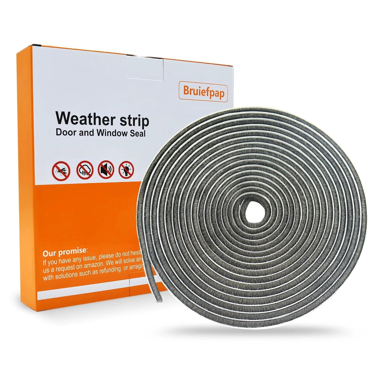 Weather Stripping For Doors And Windows Self Adhesive Door Seal With 39.4 Feet Of Gray 0.35 In Wide And 0.35 In Thick Brush in a round roll.