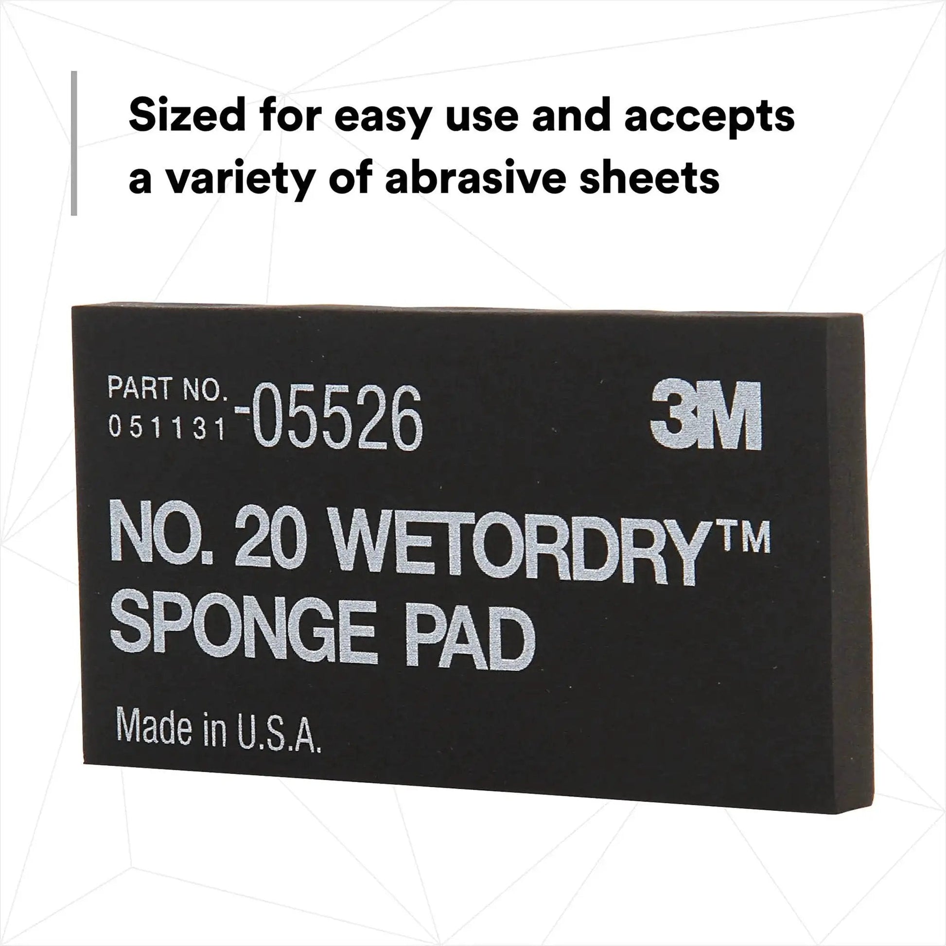Wetordry Sponge Pad Dual Sided For Wet And Dry Sanding Automotive black pad front view with text and part number