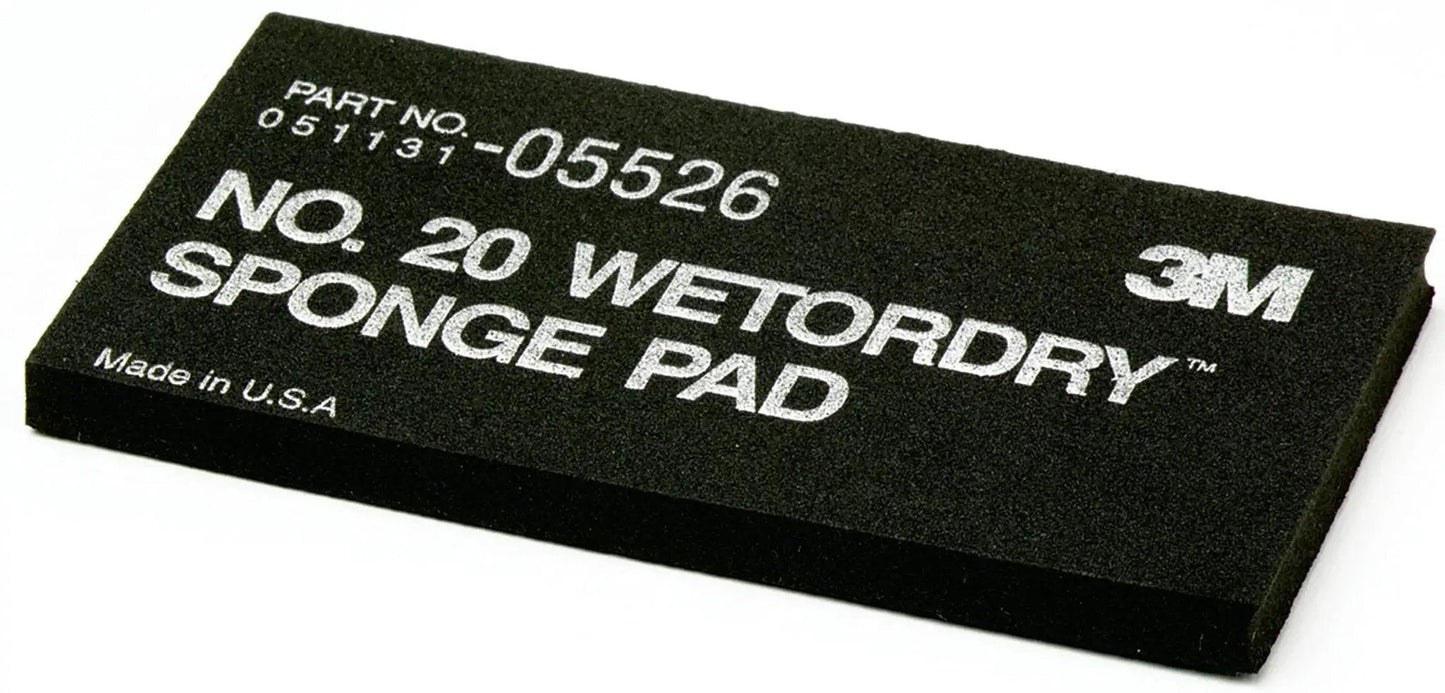 3M Wetordry Sponge Pad Dual Sided For Wet And Dry Sanding Automotive, black pad with printed labeling