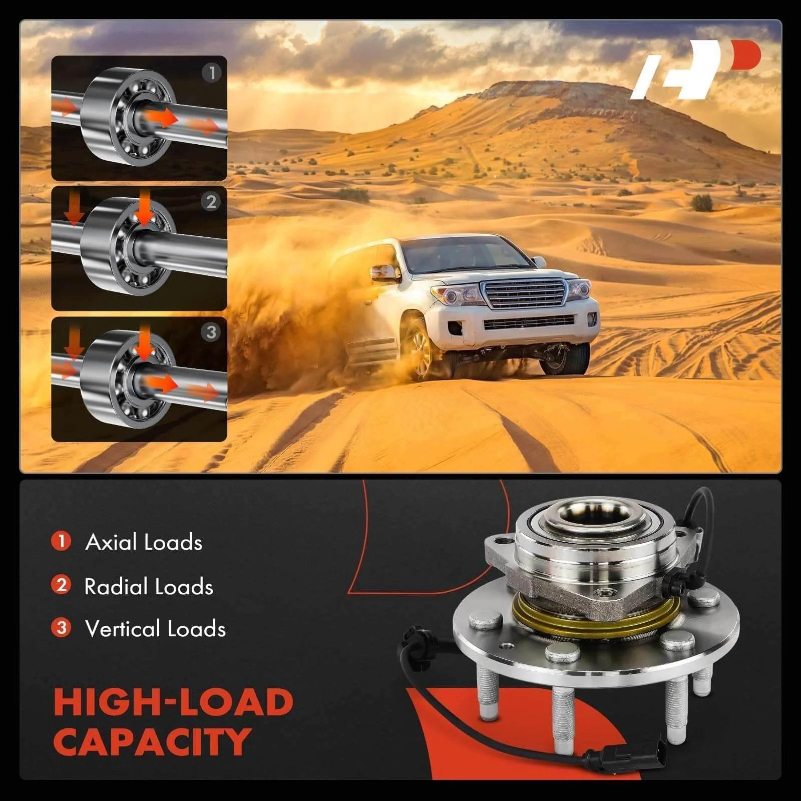 2 Pack Front Wheel Bearing and Hub Assembly for 4WD Chevy Silverado Sierra Suburban Yukon Escalade and XTS, with ABS Sensor