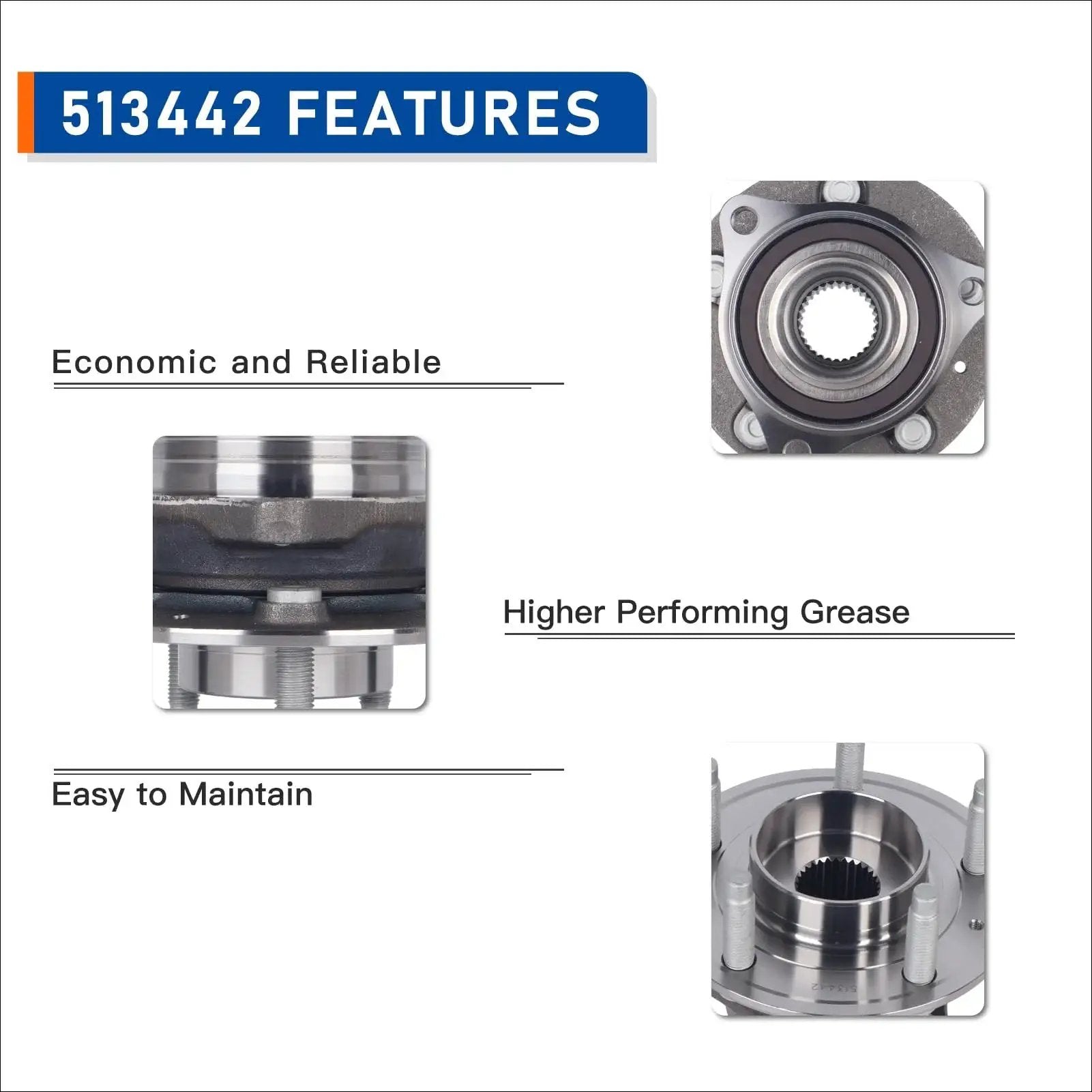 Beefed-Up 513442 Wheel Bearing Hub Assembly features Economic, Reliable, High-Performance Grease for smooth maintenance
