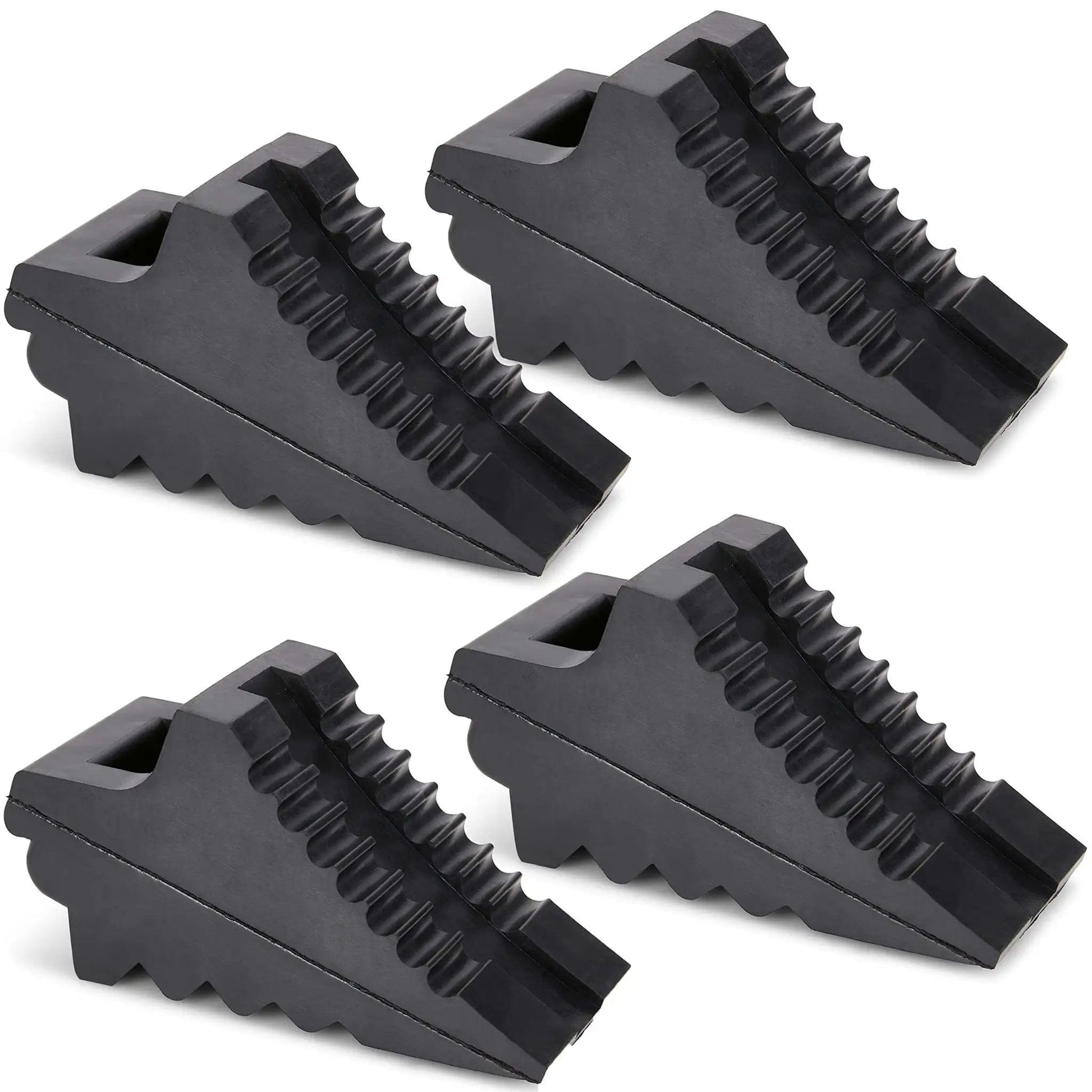 4 Pack Wheel Chocks For Cars, RVs, Trucks And Trailers Up To 8T GVW, Anti Slip All Weather Tire Chocks, side view showing ridged surface