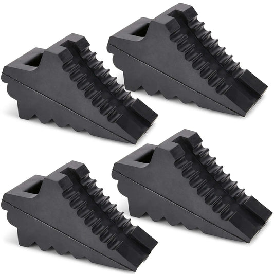 4 Pack Wheel Chocks For Cars, RVs, Trucks And Trailers Up To 8T GVW, Anti Slip All Weather Tire Chocks, side view showing ridged surface