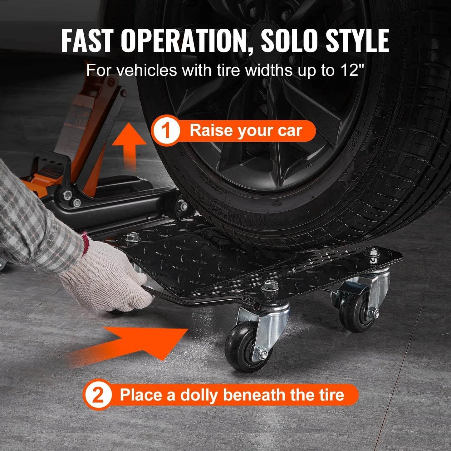 ✝️ Wheel Dolly, 3000 lbs Car Moving Dolly, Wheel Dolly Car Tire Stake Set of 2 Piece sliding under raised car tire