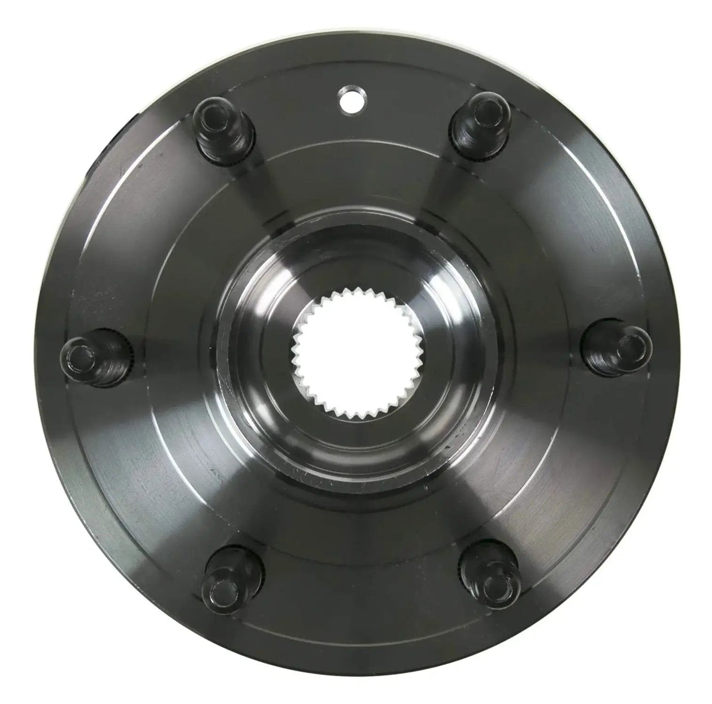 Front view of Wheel Bearing And Hub Assembly Compatible With Chevrolet Silverado 1500 Avalanche 1500 Express 1500 And Cadillac Escalade Models From 2002 To 2014 Replacement Part Suitable For Front Or Rear Axle Applications With Durable Sealed Bearings
