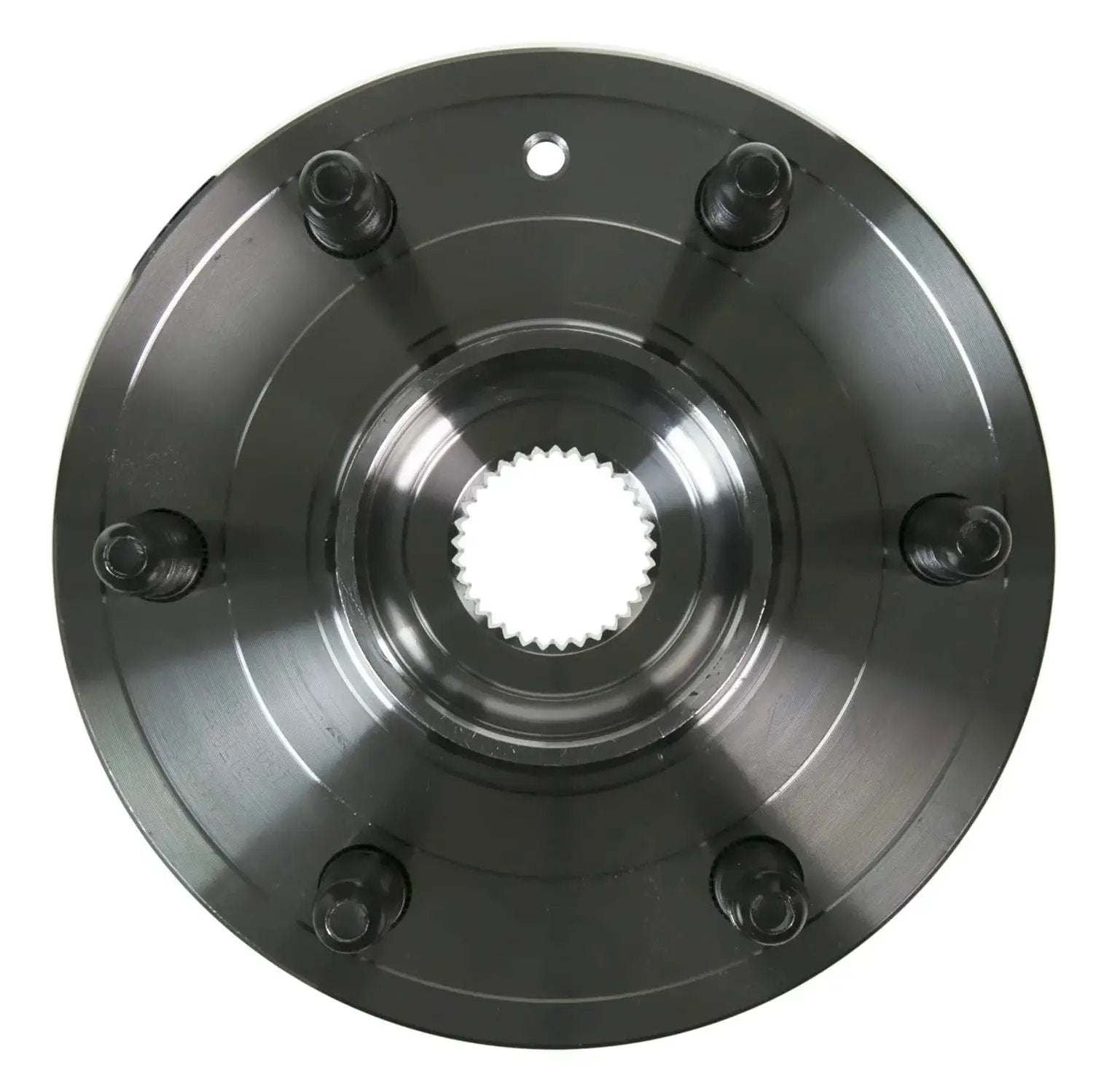 Front view of Wheel Bearing And Hub Assembly Compatible With Chevrolet Silverado 1500 Avalanche 1500 Express 1500 And Cadillac Escalade Models From 2002 To 2014 Replacement Part Suitable For Front Or Rear Axle Applications With Durable Sealed Bearings