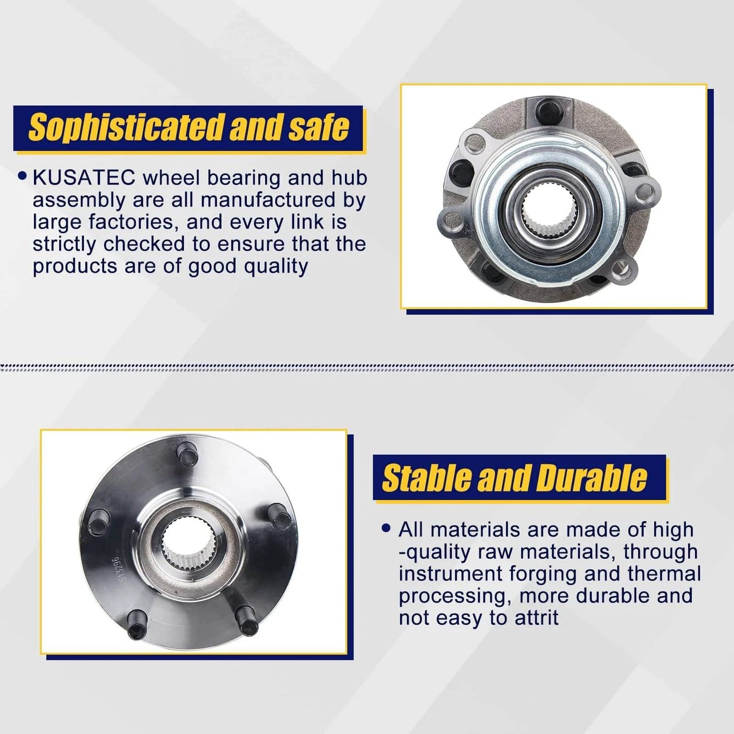 513296 Front Wheel Hub and Bearing Assembly 2 Pack for Nissan Altima, illustrations of wheel hub quality and durability