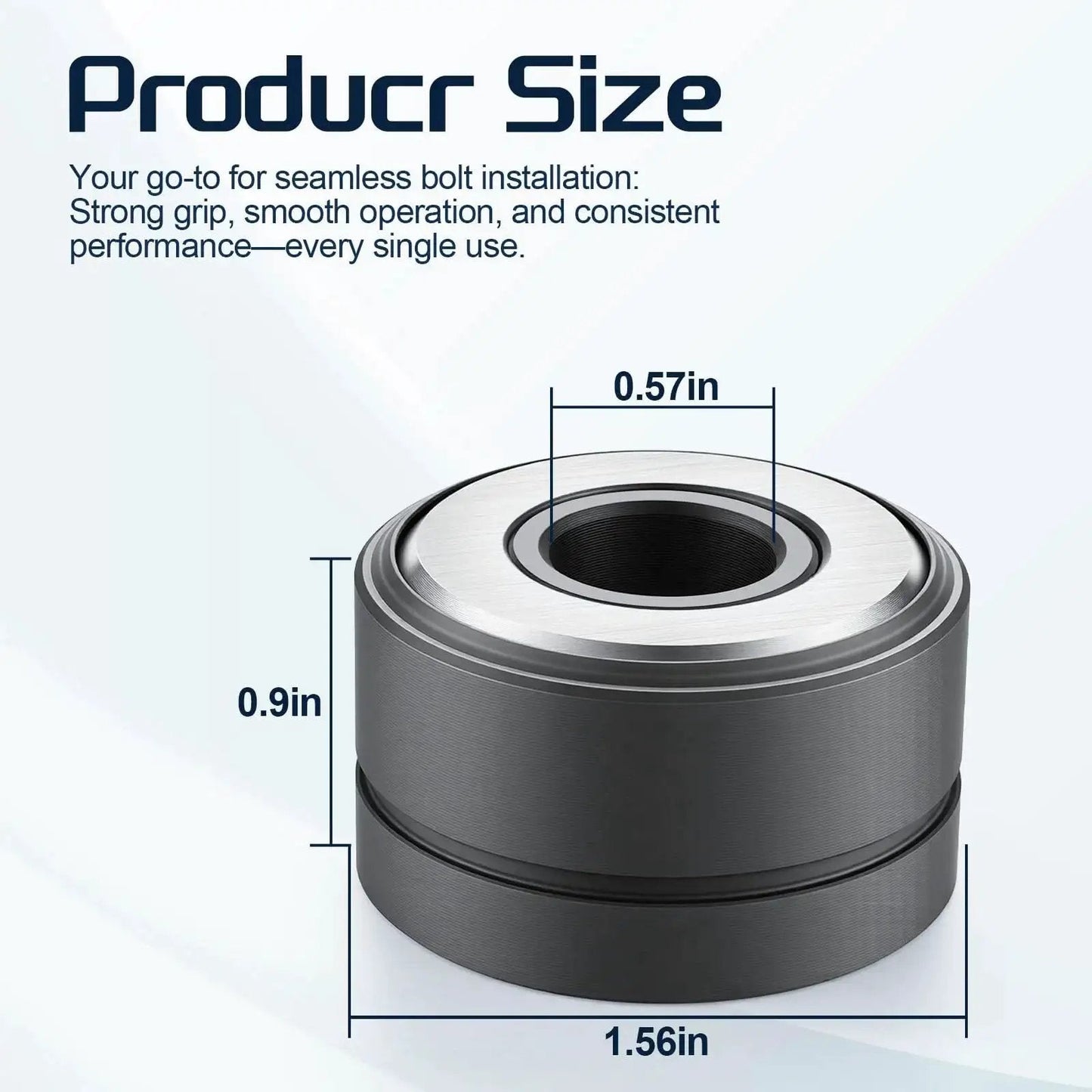 Dimensions of Wheel Stud Installer Tool 22800 Compatible With Most Cars SUVs RVs And Light Trucks, showing diameter and height.