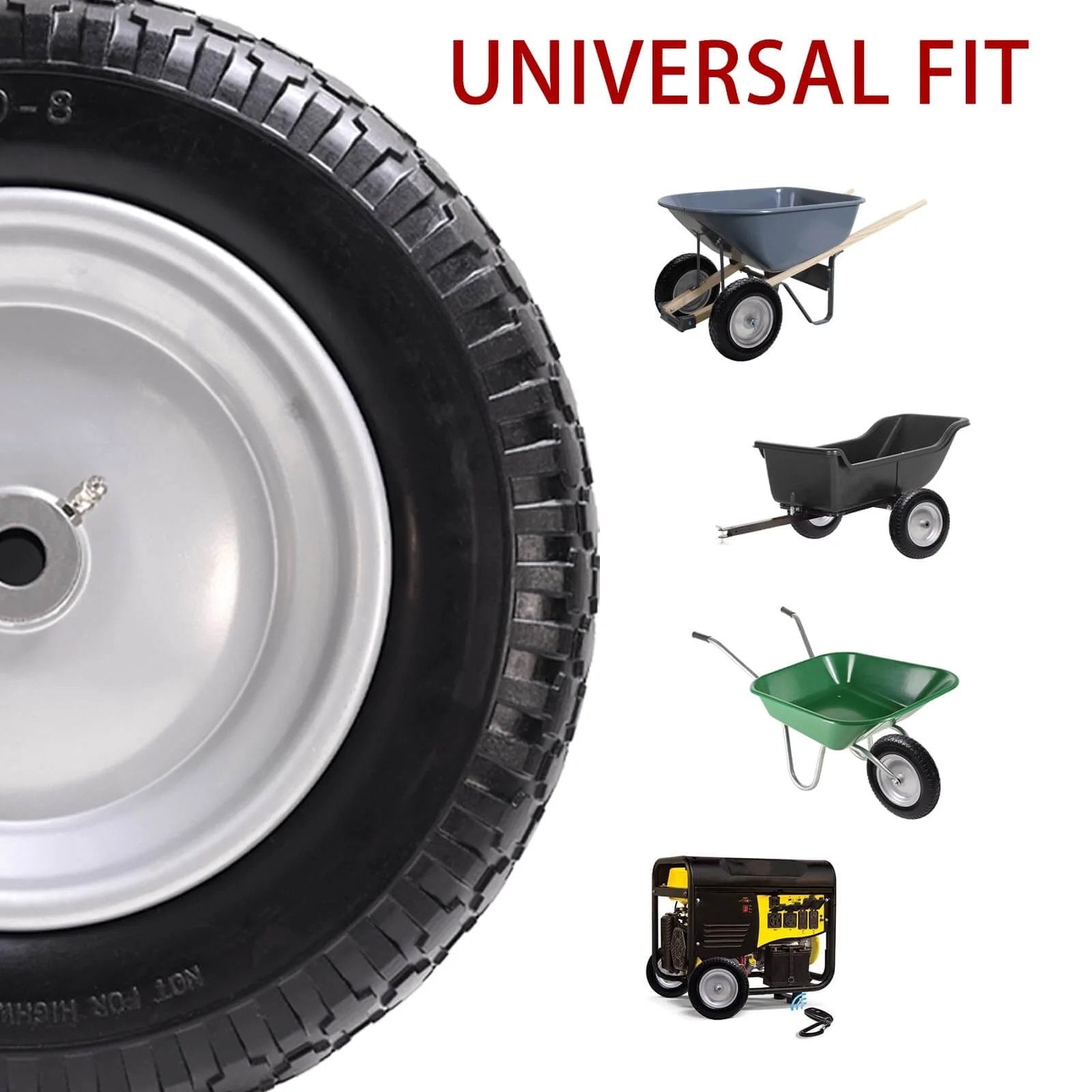 ✝️ 14.5" wheelbarrow tire, 3.50-8" flat-free solid tire and wheel with universal fit for various carts and trolleys