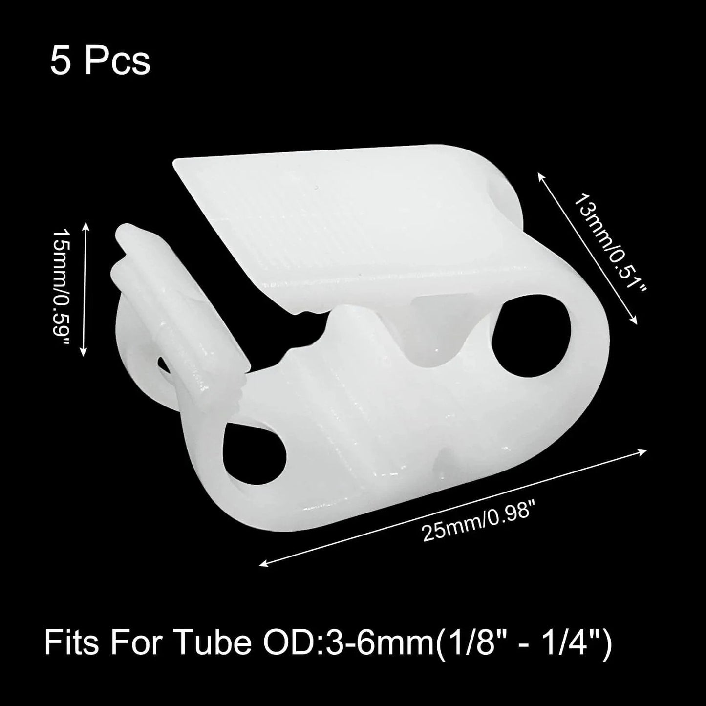 5 Pack Adjustable Tube Clamps For One Eighth To One Quarter Inch Tubing OD Plastic Hose Clamps White Ideal For Laboratory Flow Control And Pinch Valve Shut Off Clamps With Durable Wear Resistant POM Construction And Compact Size.
