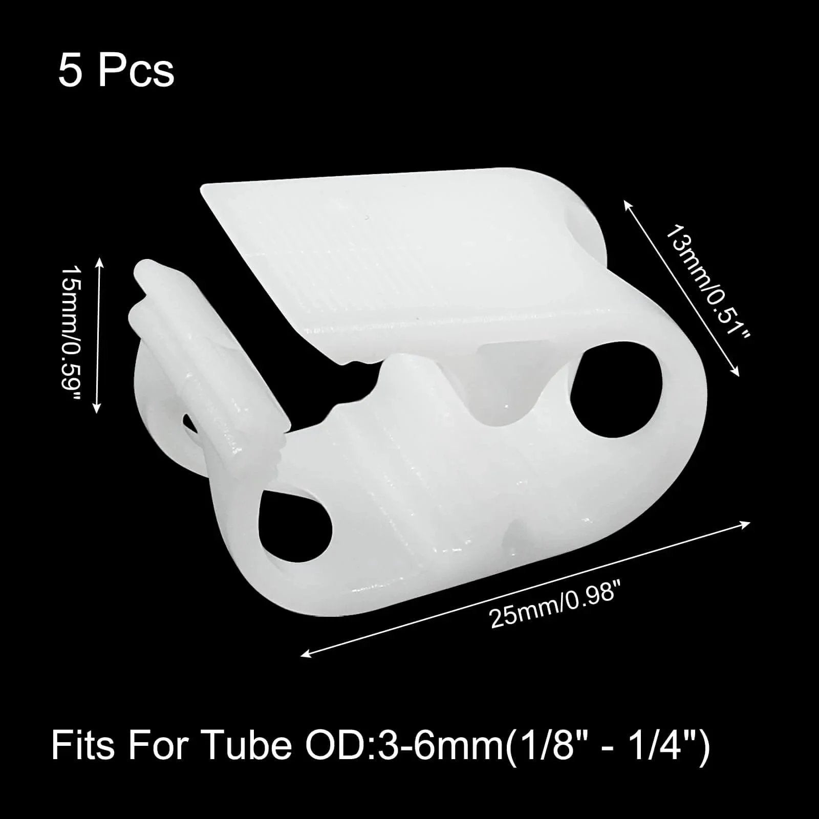 5 Pack Adjustable Tube Clamps For One Eighth To One Quarter Inch Tubing OD Plastic Hose Clamps White Ideal For Laboratory Flow Control And Pinch Valve Shut Off Clamps With Durable Wear Resistant POM Construction And Compact Size.