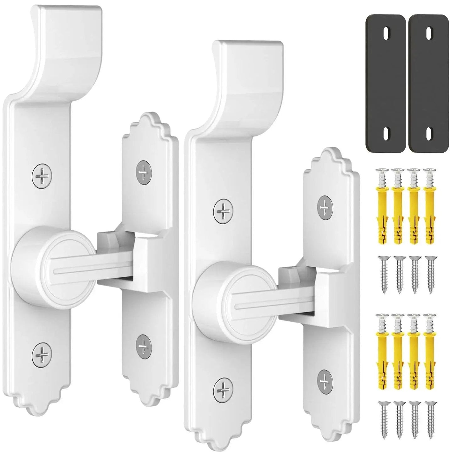 90 Degree Barn Door Lock And Latch Heavy Duty Flip Gate Latch With Handle For Garden Bathroom Sliding Screen Shed Doors And Windows White Two Pack Zinc Alloy Anti Corrosion Rust Resistant
