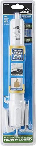 Heavy Duty Pneumatic Screen & Storm Door Closer with EZ-Hold in packaging, white, adjustable speed, for out-swinging doors.