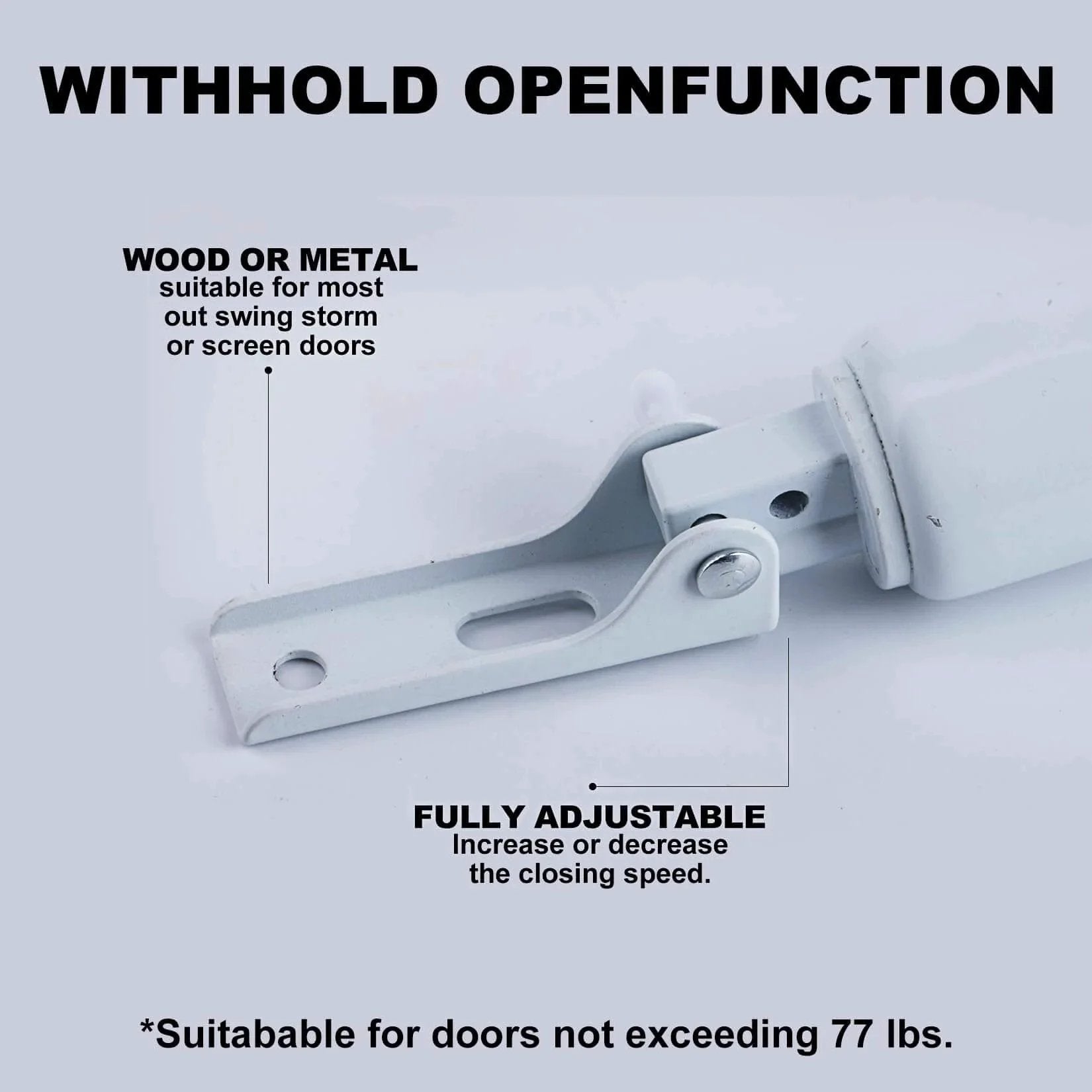 Storm Door Closer,1 Set Screen Door Closer,Pneumatic Door Bracket, with hold open feature, suitable for wood or metal doors