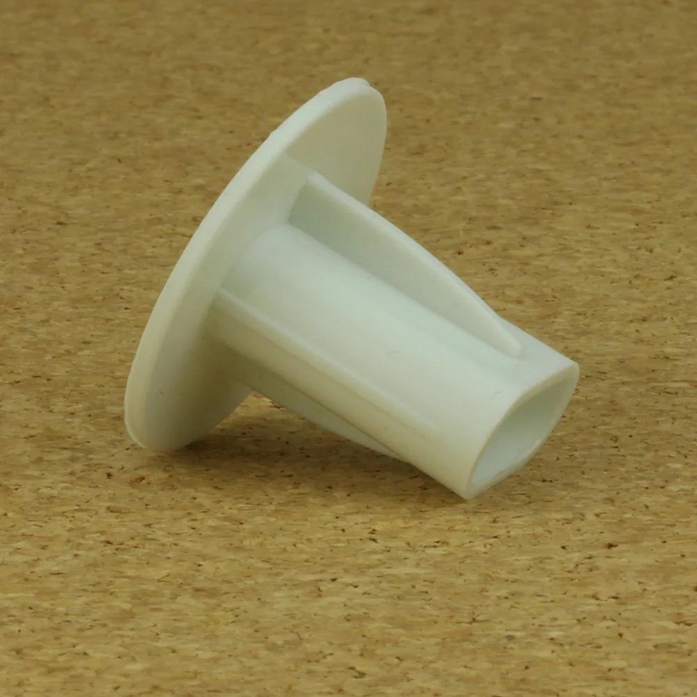 Dual Feed Through Cable Bushings White 100 Pack For Low Voltage Wall Openings Seals And Protects Cables From Abrasion weatherproof and varmint proof when used with silicone seal, side view.