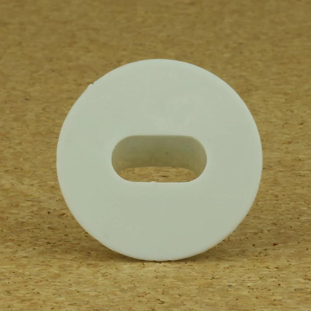 Close-up of a white Dual Feed Through Cable Bushing, round, with a slot for cable installation, part of a 100-pack.