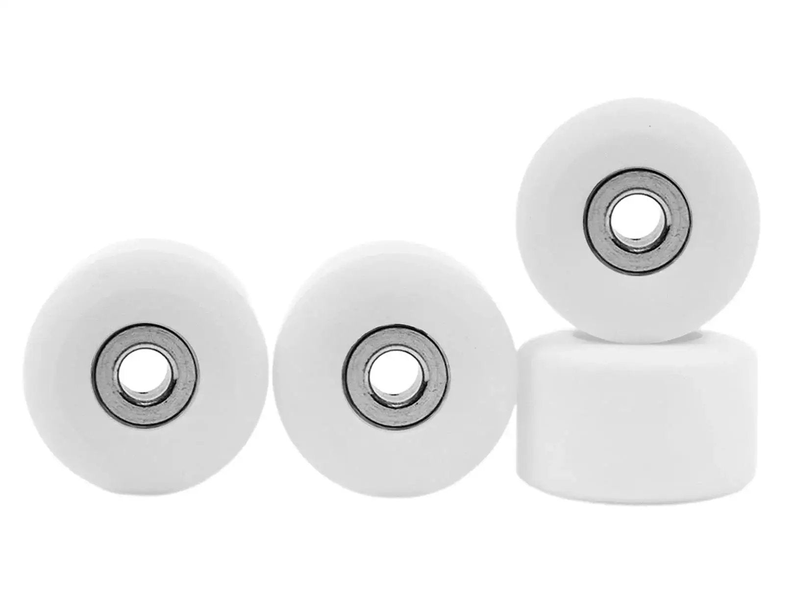 New Street Style Apex Fingerboard Wheels With 71D Urethane, 7.7mm Diameter And Ultra Spin Bearings, Made In USA, White Snow Colorway