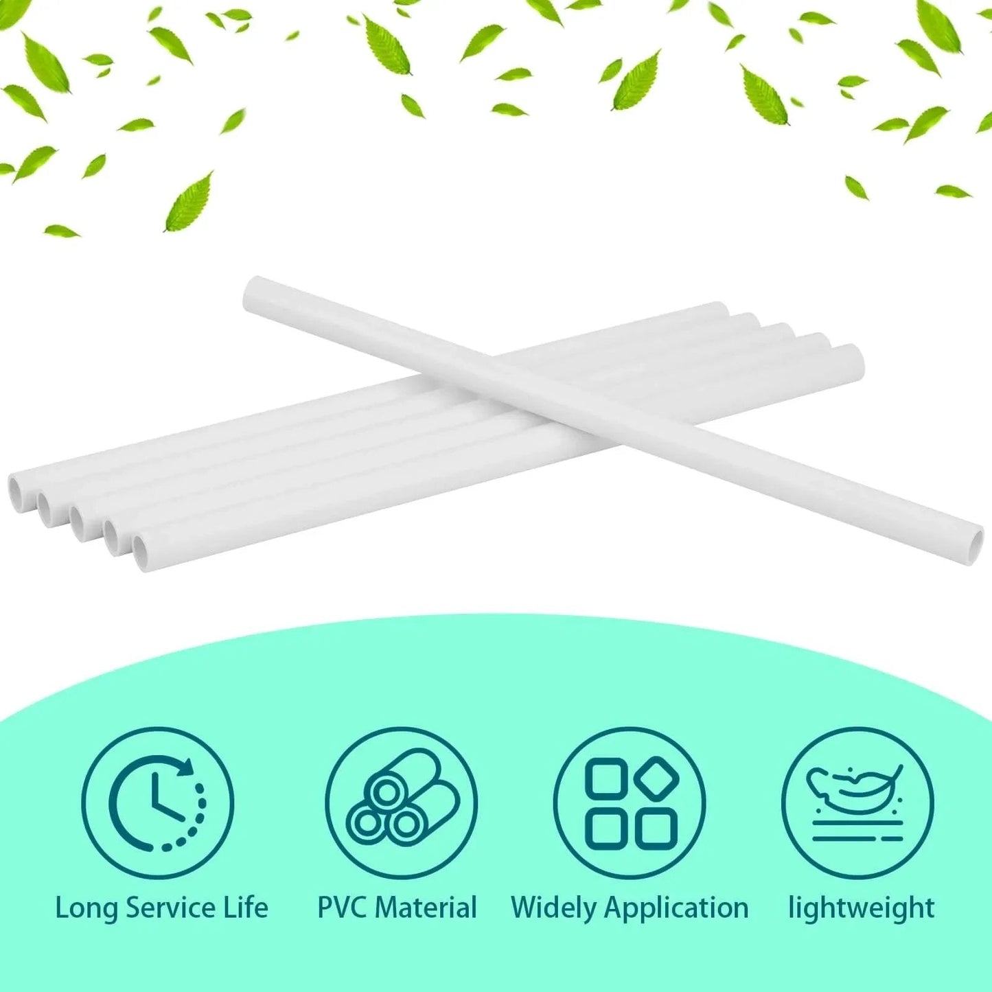 Six Piece Set Of Half Inch Schedule 40 PVC Pipe 17 Inch Length White For Indoor Outdoor DIY Projects Greenhouse Garden Farm Workshop