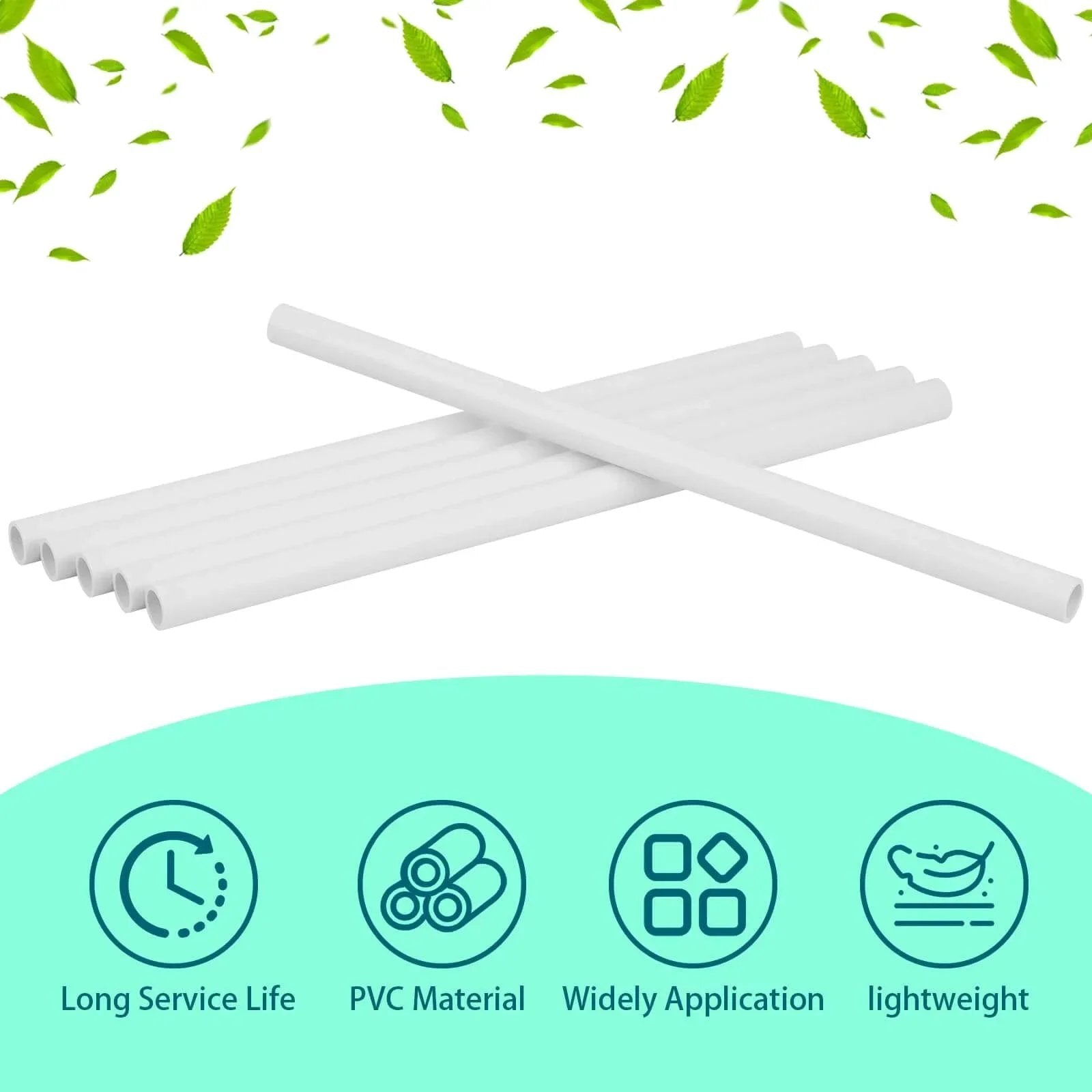 Six Piece Set Of Half Inch Schedule 40 PVC Pipe 17 Inch Length White For Indoor Outdoor DIY Projects Greenhouse Garden Farm Workshop