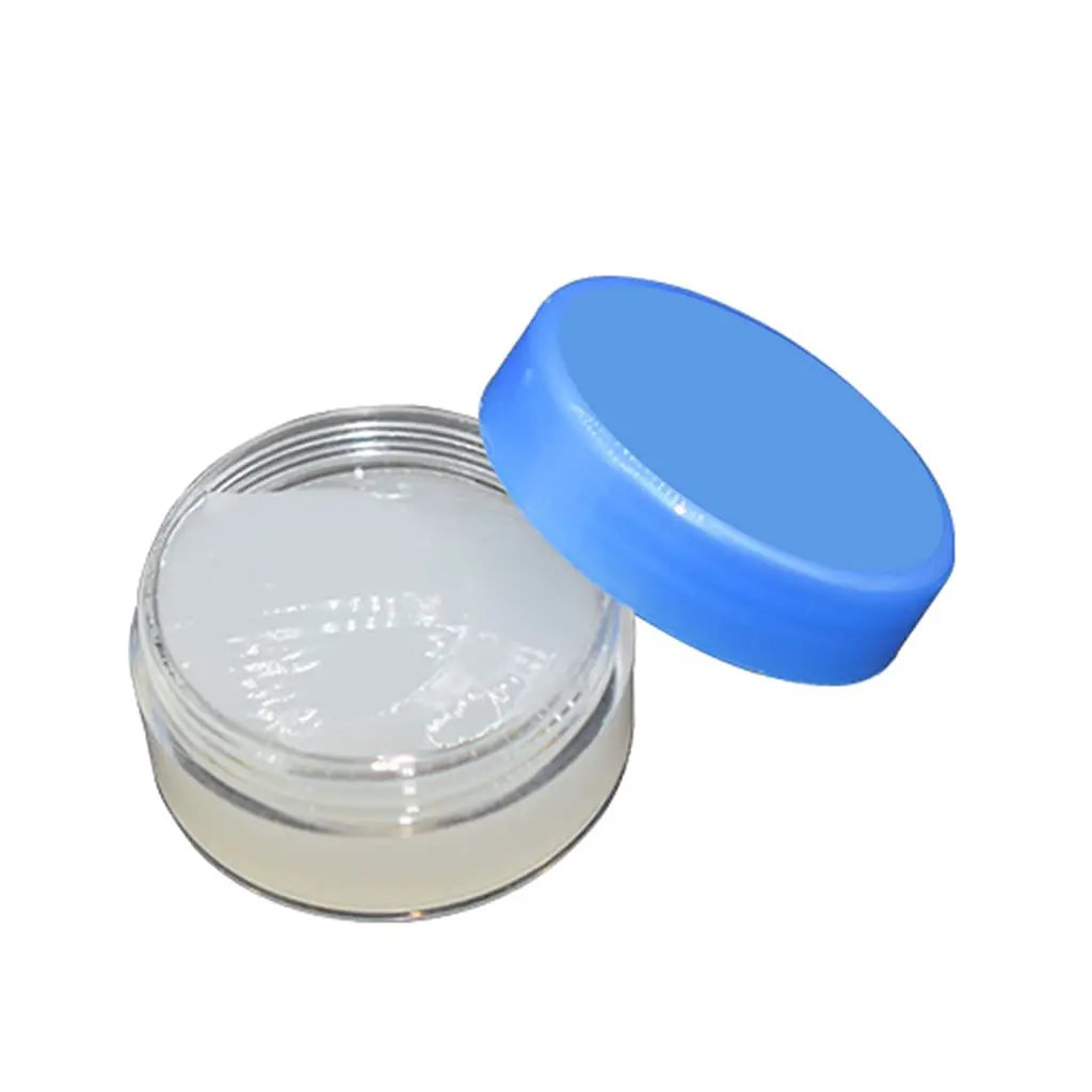 Open container of white lithium grease showing texture, for machinery and gears, high and low temperature resistance, rust prevention.