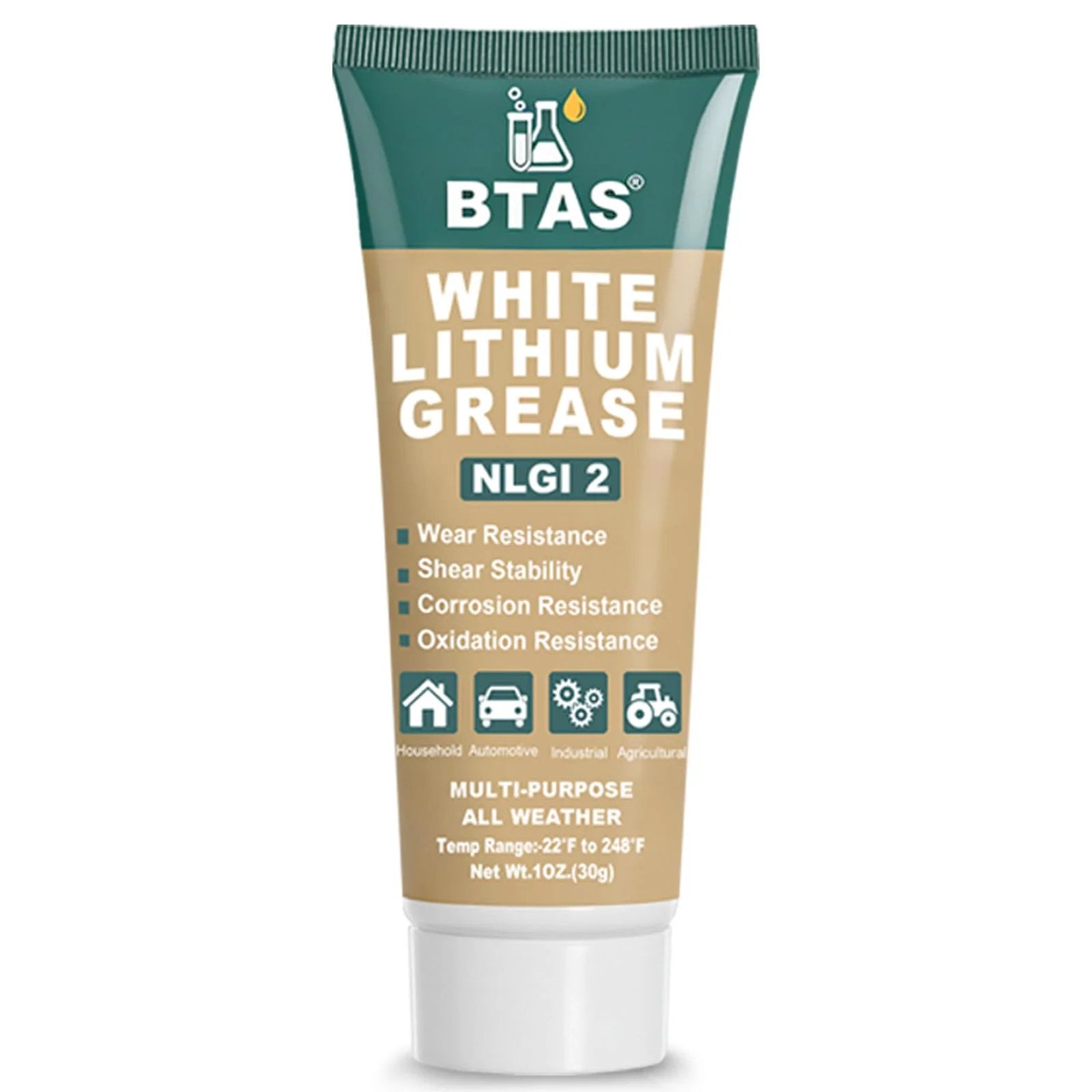 White Lithium Grease for Car Door,Bearings & Gears Lubricant Grease,Garage Door Tracks Hinges and Sliding Mechanisms, NLGI 2 1 oz