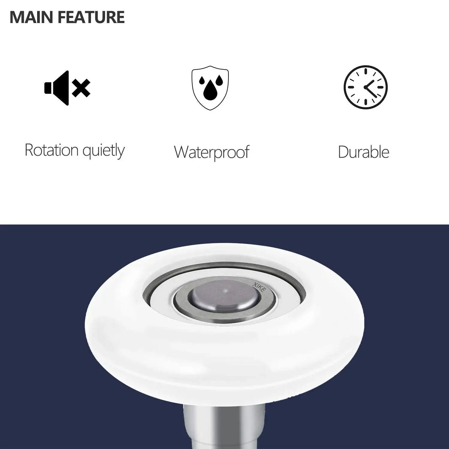 Close-up of 10 Pack White Nylon Garage Door Rollers 2 Inch With 4 Inch Stem showing waterproof, quiet, durable features.