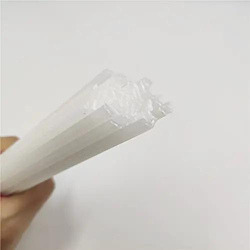 Close-up of White PE Plastic Welding Rods for Car Bumper Repair, 9.8 Inch, 5mm by 2.5mm, 40 Pack, Non Toxic and Low Odor