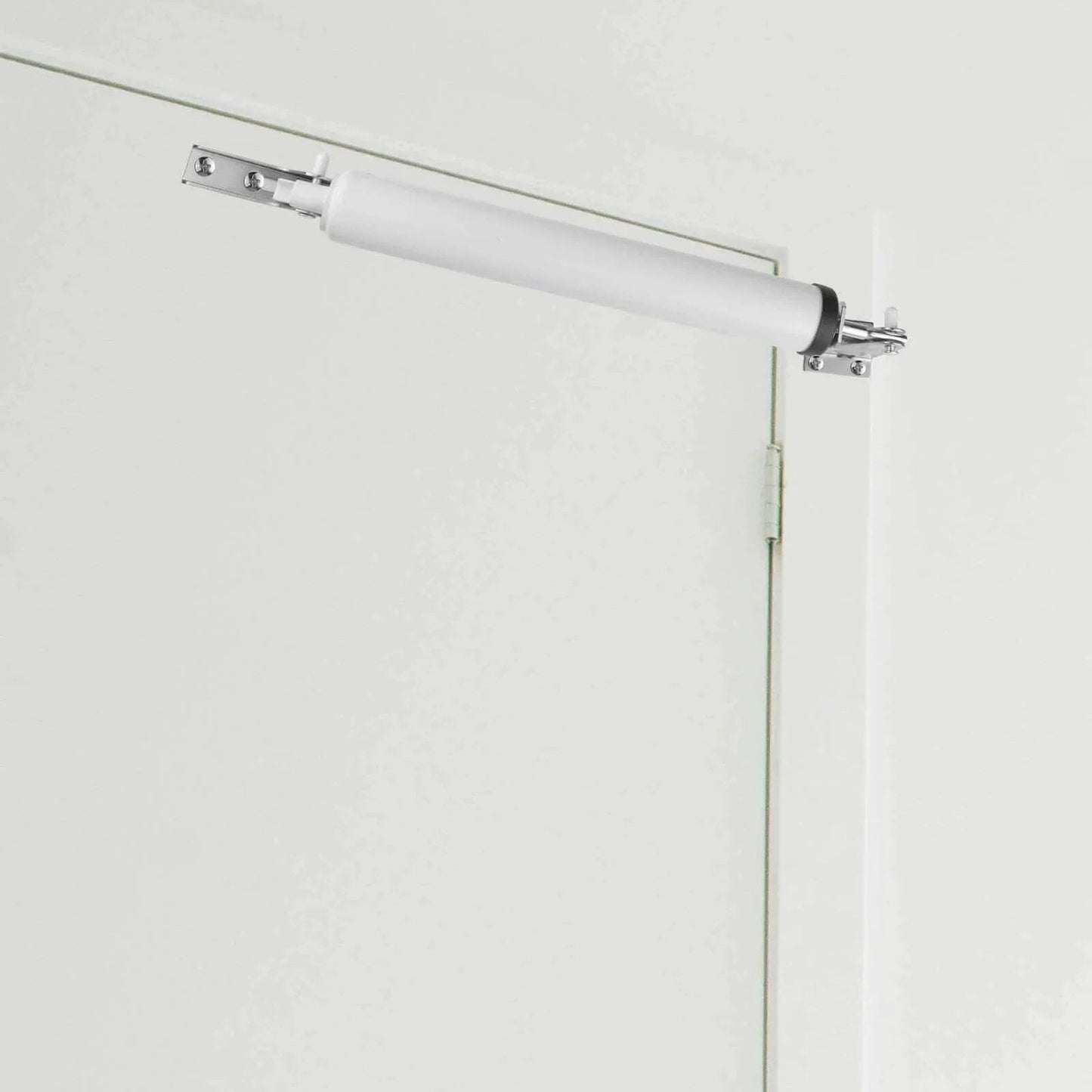 Screen and Storm Door Closer Kit, Heavy Duty Pneumatic Screen and Storm Door Closer, installed on door frame, white color