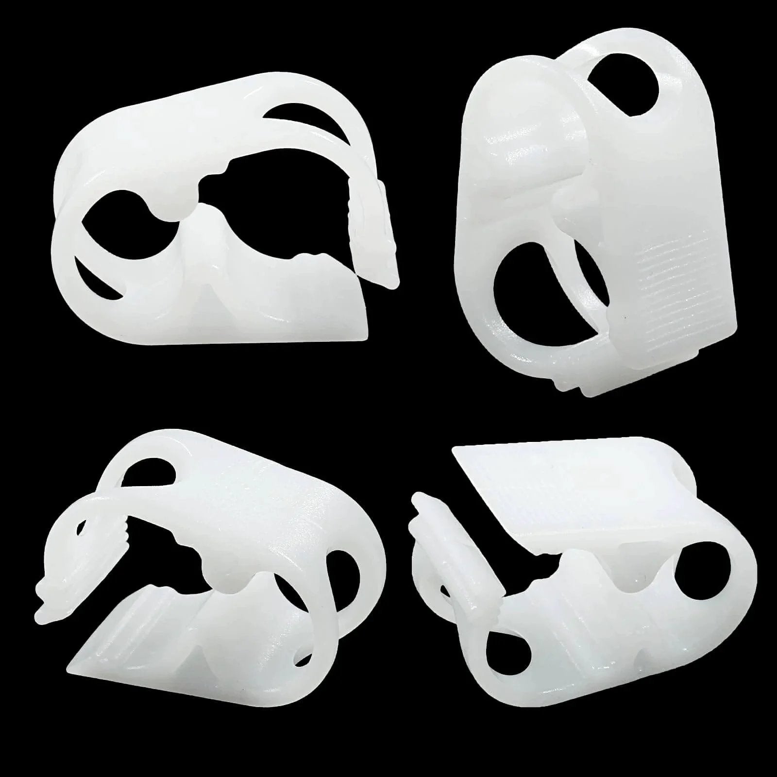 5 Pack Adjustable Tube Clamps For One Eighth To One Quarter Inch Tubing OD Plastic Hose Clamps White Ideal For Laboratory Flow Control And Pinch Valve Shut Off Clamps With Durable Wear Resistant POM Construction And Compact Size displayed on black background
