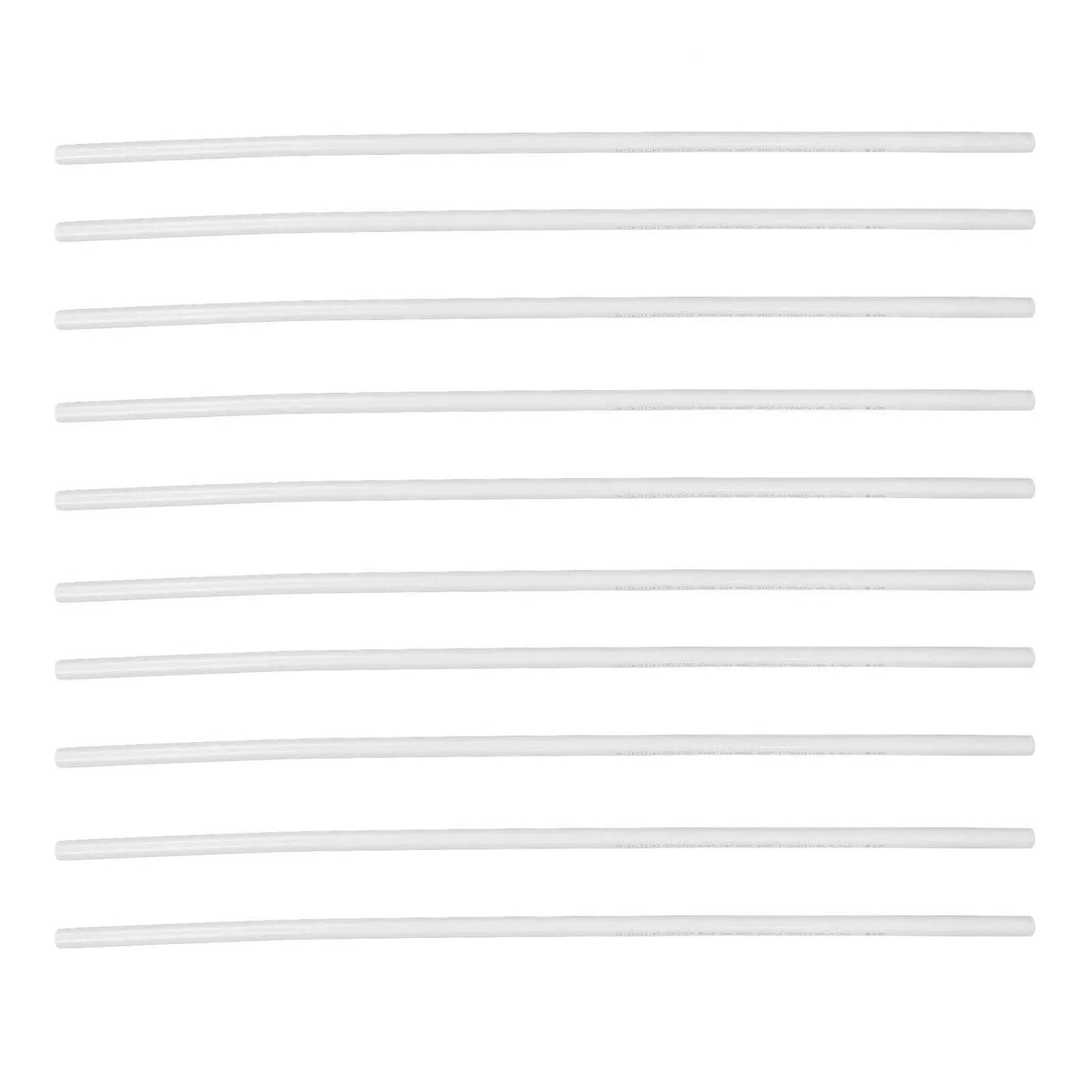 Set of 10 pure white PVC pipes, each with 20mm outer diameter and 1000mm length, ideal for greenhouse sheds, shelves, and garden supports.