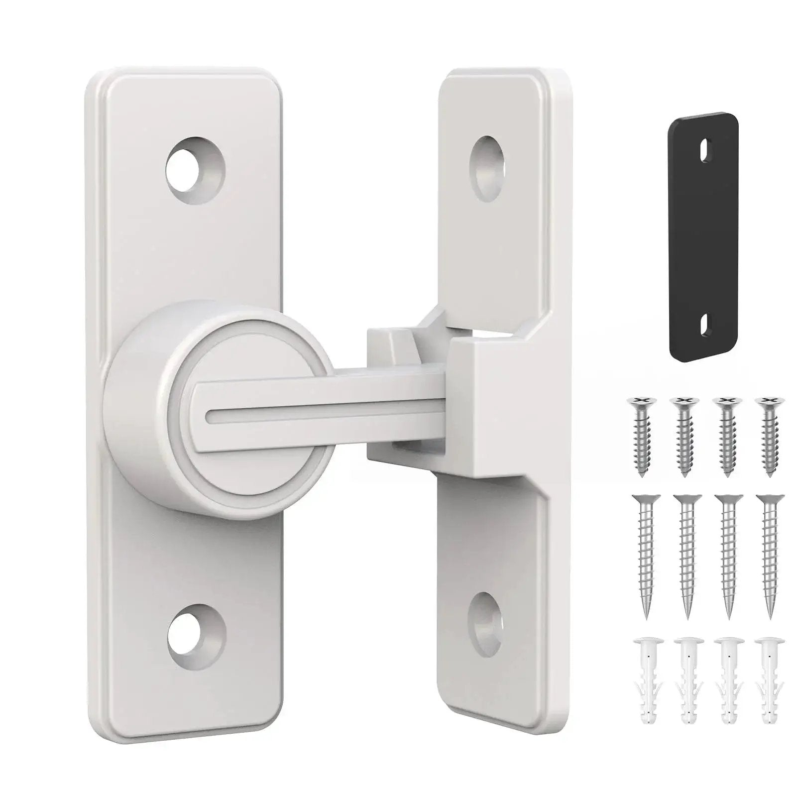 90 Degree Flip Barn Door Lock Heavy Duty Sliding Gate Latch For Garden Bathroom Garage And Sliding Doors White 1 Pack Durable Zinc Alloy Construction With Easy Installation And Corrosion Resistant Finish