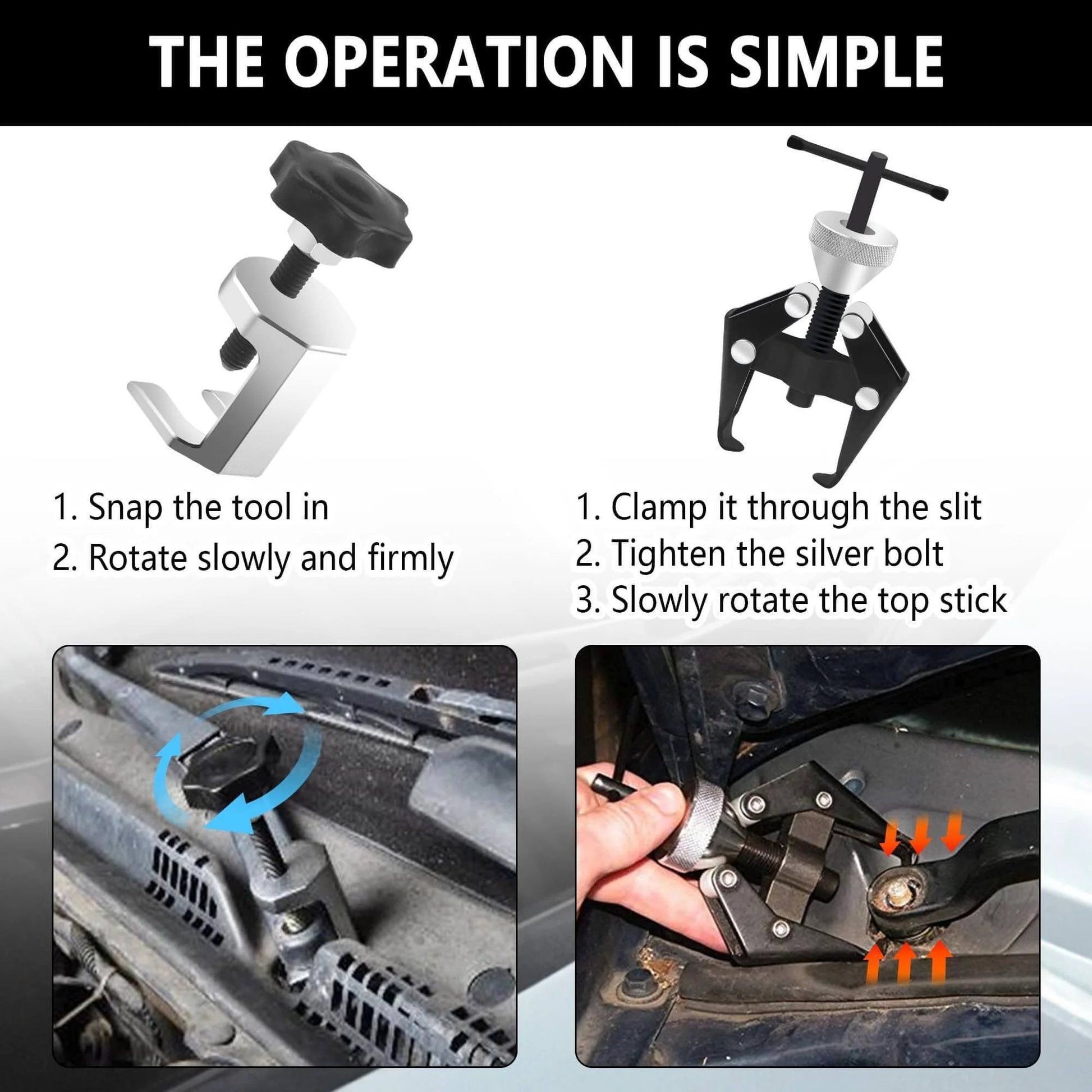 Instructions for Windshield Wiper Arm Removal Tool Kit with images of puller in use on a vehicle.