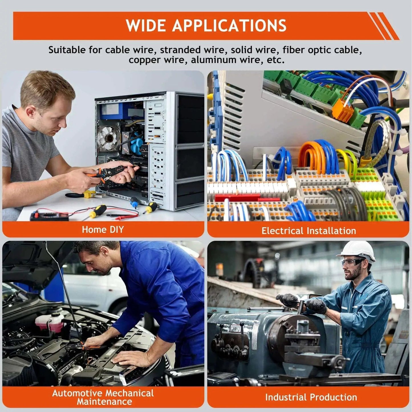 Five In One Wire Stripper Tool For 10 To 20 AWG Electrical Wire used in various applications like DIY, installation, and industrial work