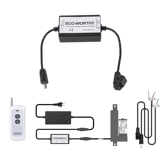 Forward And Reverse Wireless DC Actuator Controller Kit For Motors And Linear Actuators, remote control, wiring cables